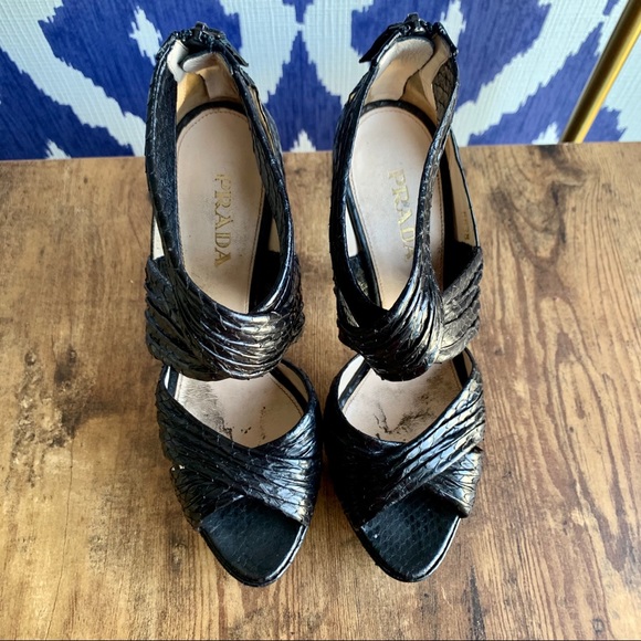 Prada Python Leather Platform Heels - Picture 6 of 16